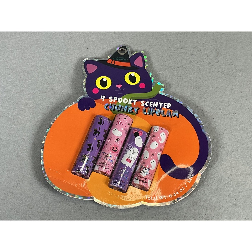 Simple Pleasures Halloween Spooky Scented Chunky Lip Balm Set 4 Pack 0.44oz New
